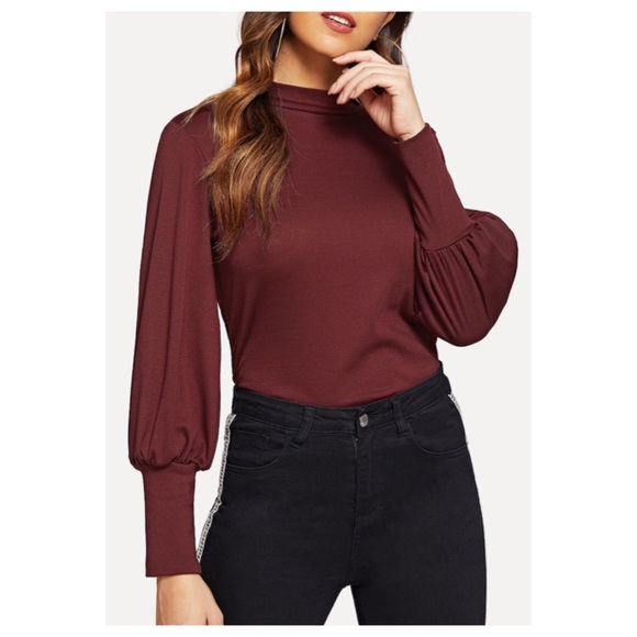 Bishop sleeve mock turtle neck - Picture 2 of 6